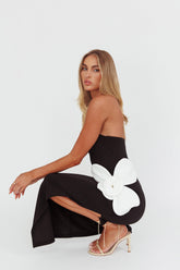 No Competition Oversized Flower Maxi Dress Black